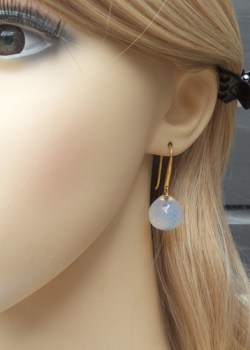 Vergulde oorbellen facet geslepen Opaliet druppel