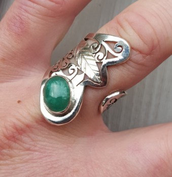 Zilveren ring gezet met Emerald verstelbaar