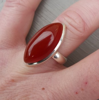 Zilveren ring met marquise cabochon Carneool 16.5 mm