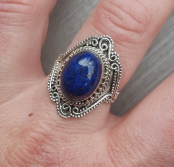Zilveren ring met ovale cabochon Lapis Lazuli 19 mm