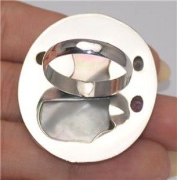 Zilveren edelsteen ring kat uit Parelmoer maat 18.9 mm