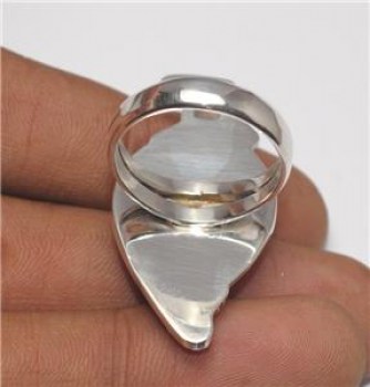 Zilveren ring met gezicht, Maansteen en Amethist