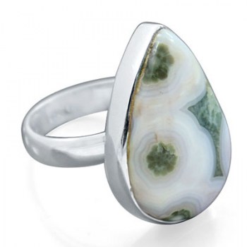 Zilveren edelsteen ring met Oceaan Jaspis maat 17.3 mm
