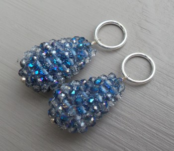 Creool hanger set met druppel van blauwe kristallen
