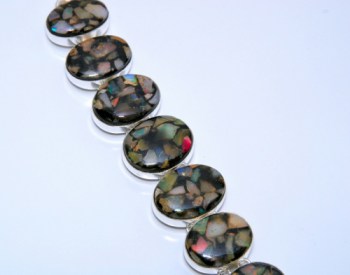 Zilveren edelsteen armband met stukjes Opaal