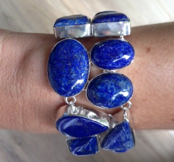 Zilveren edelsteen armband met Lapis Lazuli