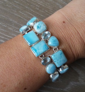 Zilveren armband met Larimar en blauw Topaas