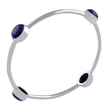 Zilveren armband / bangle met ovale Lapis Lazuli