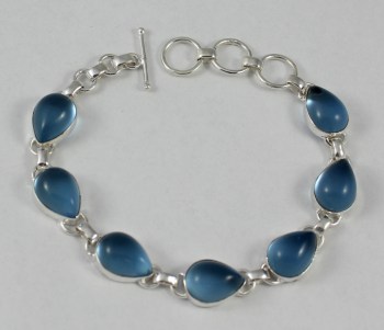 Zilveren edelsteen armband met cabochon Chalcedoon