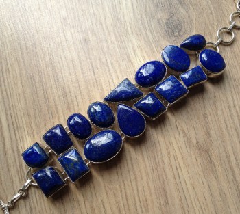 Zilveren edelsteen armband met Lapis Lazuli