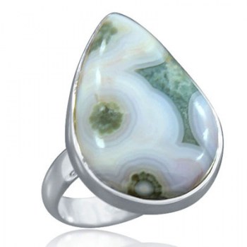 Zilveren edelsteen ring met Oceaan Jaspis maat 17.3 mm
