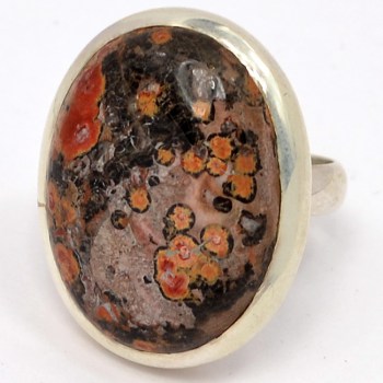Zilveren edelsteen ring met Luipaard Jaspis ring maat 17 mm