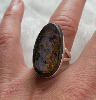 Zilveren edelsteen ring met Boulder Opaal ring maat 17.5 mm