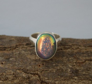 Zilveren ring met druzy Titanium ringmaat 8,5