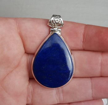 Zilveren hanger druppelvormige cabochon Lapis Lazuli