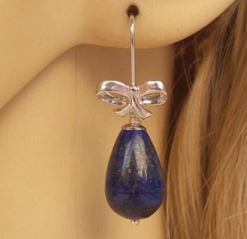 Zilveren oorbellen met Lapis Lazuli