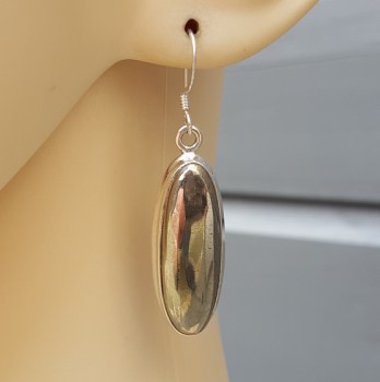 Zilveren oorbellen met ovale gouden Hematiet