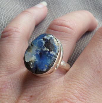 Zilveren ring gezet met Boulder Opaal ring maat 18 mm