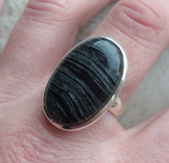 Zilveren ring gezet met zebra Jaspis ring maat 18.5 mm