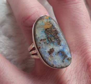 Zilveren ring gezet met Boulder Opaal ring maat 17.3 mm
