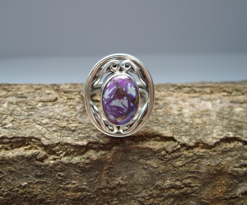 Zilveren ring met paars koper Turkoois maat 7,5