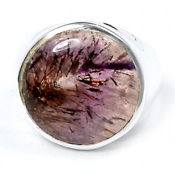 Zilveren ring met ronde Cacoxeniet ring maat 17.3 mm