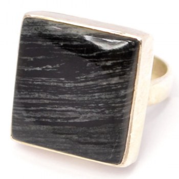 Zilveren ring met Zebra Jaspis ring maat 18 mm