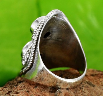 Zilveren edelsteen ring met twee Robijnen maat 17.3 mm